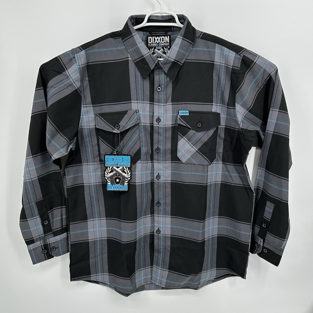 DIXXON FLANNEL 9 MIL Flannel Shirt Men's Size 2XL Gray Black Blue Plaid